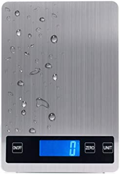 Food Scale, Digital Kitchen Scale with Backlit LCD Display, Weight Grams and Ounces for Baking and Cooking, Stainless Steel and Tempered Glass Scale Panel.
