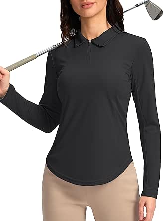 Women's Golf Shirts Lightweight UPF 50  Long Sleeve Shirts UV Protection Quick Dry Cool Polo Shirts for Women Work Outdoor