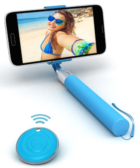 Selfie Stick, Bluetooth Certified 360° Monopod For All iPhones (iOS 5.0 ), All Samsung Galaxy, Note, Android Phones (4.2 ) Includes Wireless Remote Control Camera Shutter (Blue)