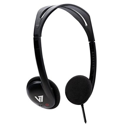 V7 3.5mm Stereo Headphones for Multimedia, Music Streaming, on Tablets, PC, Notebooks (HA300-2NP) - Black