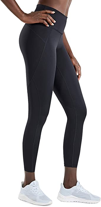 CRZ YOGA Women's High Waist Squat Proof Compression Workout 7/8 Tight Leggings With Pocket-25 Inches