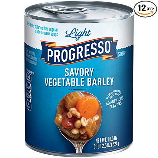Progresso Light Soup, Savory Vegetable Barley, 18.5-Ounce Cans (Pack of 12)