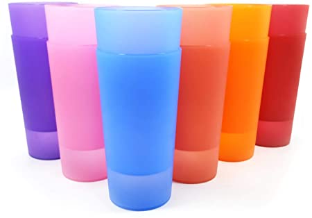 Unbreakable 26-ounce Plastic Tumbler Drinking Glasses, Set of 12 Multicolor , Bright Color- Dishwasher safe, BPA Free