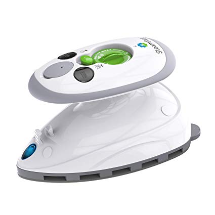 🏆Premium Pack SF-717 Mini Steam Iron with Dual Voltage Travel Bag, Non-Stick Soleplate, Anti-Slip Handle, Rapid Heating, 420W Power, White