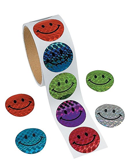 100 Halographic Smiley Face Stickers