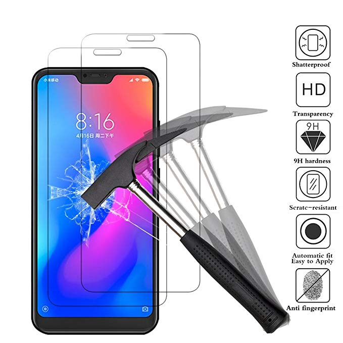 ANEWSIR Screen Protector Compatible with Xiaomi Mi A2 Lite (5.84"), Tempered Glass Screen Protector for Xiaomi Mi A2 Lite/Xiaomi Redmi 6 Pro with [High Transparency] [Anti-Fingerprint] -【2 Pack】