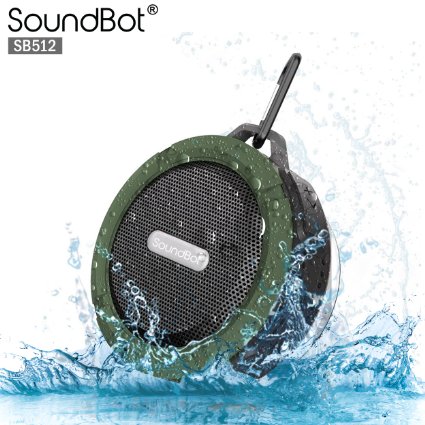 SoundBotSB512 HD Premium Water and Shock Resistant Bluetooth Wireless Shower Speaker Hands-Free Portable Speakerphone w Hi-Fi Output Built-in Mic 6Hrs Playtime Intuitive Control Buttons MicroUSB