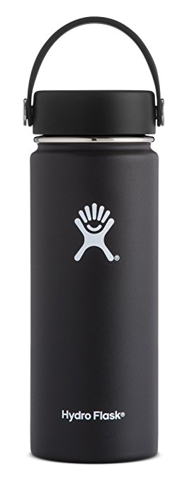 Hydro Flask 18 oz Double Wall Vacuum Insulated Stainless Steel Leak Proof Sports Water Bottle, Wide Mouth with BPA Free Flex Cap, Black