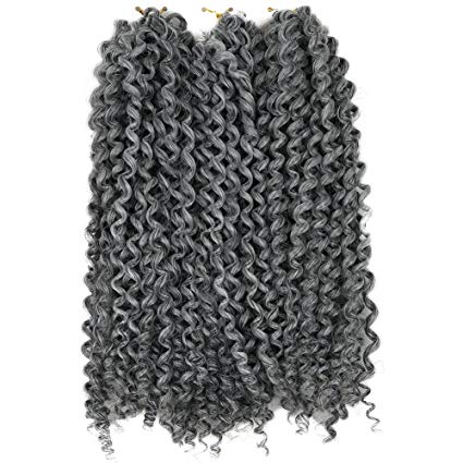 Lady Miranda Pure Color Afro kinky Curly Braiding Hair Extensions Jerry Curl Crochet Hair 3X Braid Hair Short Synthetic Hair Styles (Gray)