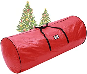 Ohuhu Christmas Tree Storage Bag, 9ft Christmas Tree Storage, 65” X 25.6” X 25.6” Extra Large Duffle Bag, ID Tag Holder with Reinforced Handles Zipper Tear Proof Material for 9ft Artificial Tree, Red