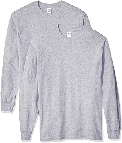 Gildan Men's Heavy Cotton Long Sleeve T-Shirt, Style G5400, 2-Pack