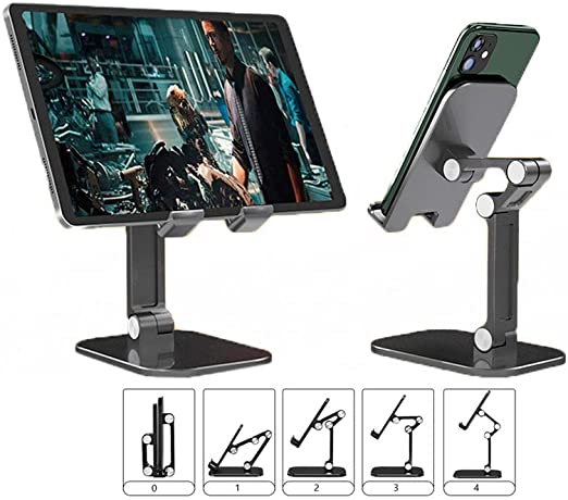 Tablet Stand Holder Foldable Desk Cell Phone Stand Compatible with Smart Phones/iPad Mini/Nintendo Switch/Kindle
