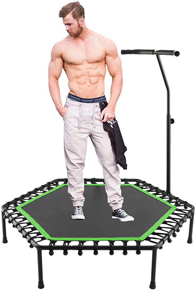 shaofu 50" Silent Rebounders Mini Trampolines Exercise Indoor with Adjustable Handrail for Adults – Max 220 lbs
