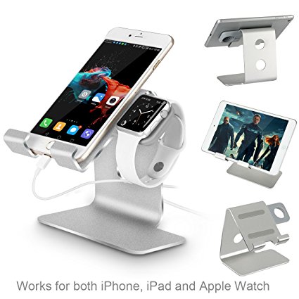 Apple Watch Stand-Tranesca 2-in-1 charging stand for 38mm and 42mm Apple watch/iPhone/iPad (Silver-Must have Apple watch Accessories)