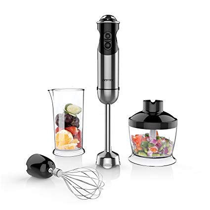 BESTEK Hand Blender 350 W 5 Speed 4-in-1 Blender Smart Stick with Food Processor, Whisk, Beaker and 2 Stainless Steel Blades for Smoothies Baby Food Yogurt Sauces Soups