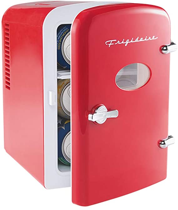 Frigidaire Mini Portable Compact Personal Fridge Cools & Heats, 4 Liter Capacity Chills Six 12 oz Cans, 100% Freon-Free & Eco Friendly, Includes Plugs for Home Outlet & 12V Car Charger (Red)