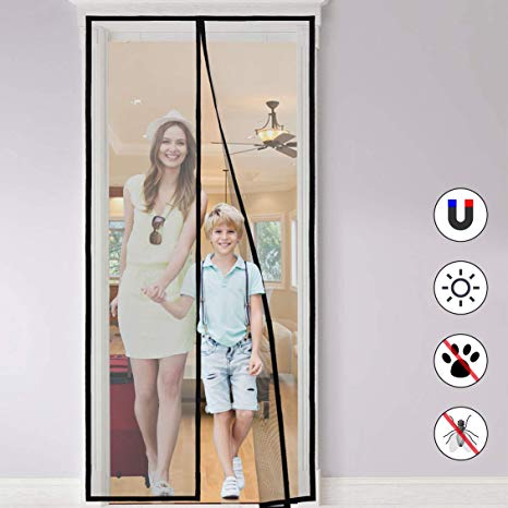 Magnetic Screen Door(Updated Version-Specially Designed for Families with Pets) with Heavy Duty Mesh Curtain FITS Door Size up to 36"-82", Full Frame Seal,Close Automatically and Hands-Free