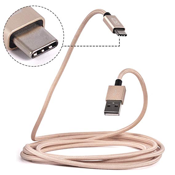 cacoy USB Type C Cable 6.6ft, USB C Cable Nylon Braided USB C Fast Charger Cord for Samsung Galaxy Note 8, S8, S8 Plus, LG G6 G5 V30 V20, Nintendo Switch, Pixel, Nexus 6P 5X, OnePlus 2 3 (Gold)