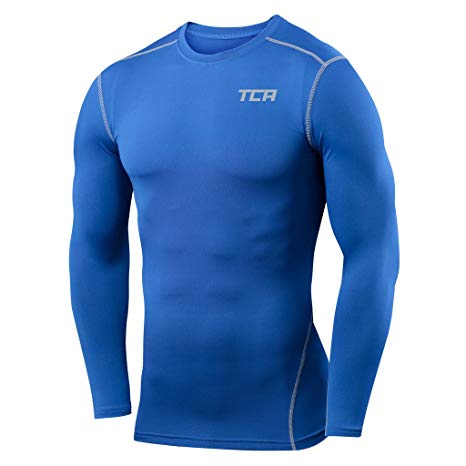 Mens Boys TCA Pro Performance Compression Base Layer Long Sleeve Thermal Top - Crew  Mock Neck