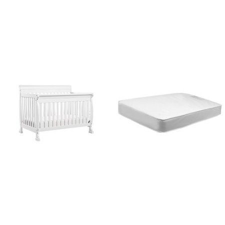 DaVinci Kalani 4-in-1 Convertible Crib with Toddler Rail and Twilight Crib Mattress, White