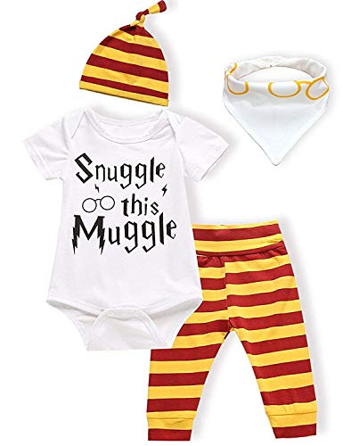 3Pcs/Set Infant Baby Boys Girls Snuggle This Muggle Rompers Striped Pants Hat Take Home Outfits