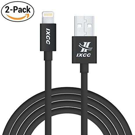 [2Pack] Lightning Cable 6ft, iXCC iPhone Charger, for iPhone 7 6s 6 Plus, SE 5s 5c 5, iPad Air 2 Pro, iPad mini 2 3 4, iPad 4th Gen [Apple MFi Certified](Black)