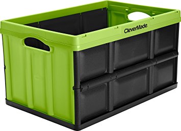 CleverMade CleverCrates 62 Liter Collapsible Storage Bin/Container: Solid Wall Utility Basket/Tote, Kiwi Green
