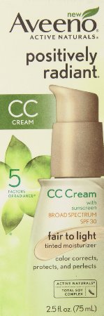 Aveeno Positively Radiant CC Cream SPF 30 Fair to Light Tinted Moisturizer 25 Ounce