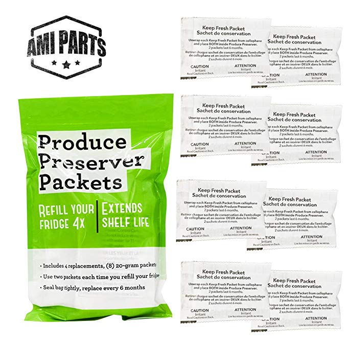 AMI PARTS W10346771A Fresh Flow Produce Preserver Replacement Part Compatible with Kitchenaid/Whirlpool Refrigerators(4 replacements-8packs)