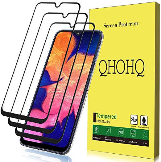 [3 Pack] QHOHQ Screen Protector for Samsung Galaxy A10E / A20E,[Full Coverage] Tempered Glass Case Friendly Protection Film for Samsung Galaxy A10E / A20E (Black)