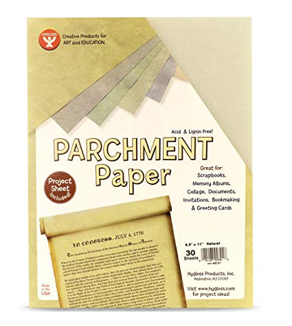 Hygloss Products Craft Parchment Paper Sheets - Printer Friendly, Made in USA - 8-1/2 x 11 Inches, Natural, 30 Pack