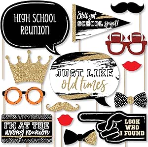 Big Dot of Happiness Reunited - School Class Reunion Party Photo Booth Props Kit - 20 Count