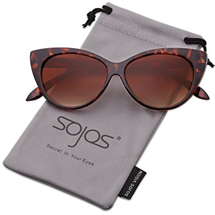 SojoS Retro Vintage Cateye Sunglasses for Women Plastic Frame Mirrored Lens SJ2939