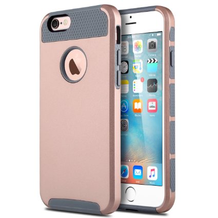 iPhone 6 Case, iPhone 6S Case (4.7 inch), ULAK Dual-Layer Slim Case for Apple iPhone 6 (2014) / 6S (2015) 4.7 inch 2-Piece Style Hybrid Hard Cover,(Rose Gold Grey)