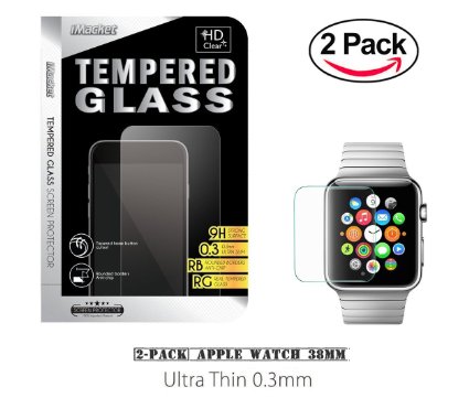 38mm Apple Watch Tempered Glass 2-Pack iMacket  Ultra Clear Tempered Glass Screen Protector for iWatch Apple Watch 38mm