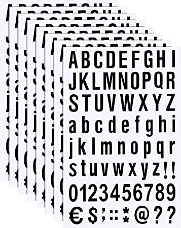 8 Sheets Self Adhesive Vinyl Letters Numbers Kit, Mailbox Numbers Sticker for Mailbox, Signs, Window, Door, Cars, Trucks, Home, Business, Address Number (Black,1/2 Inch)