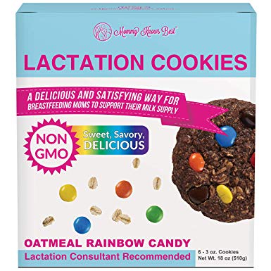 Lactation Cookies - Rainbow Candy - Breastfeeding Supplement to Support Mothers Breast Milk Supply Increase - with Brewers Yeast Powder, 100% Fenugreek Free (6 XL Bakery Size Cookies/12 Servings)