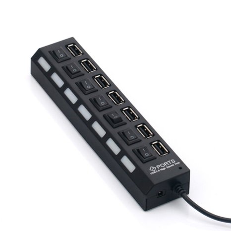 HDE Mini 7 Port High Speed USB 20 Power Strip Style Hub Charger Power Adapter