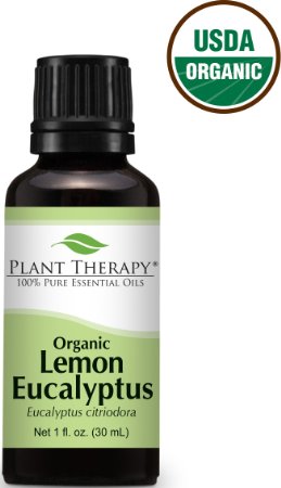 USDA Certified Organic Eucalyptus Lemon Essential Oil. 30 ml (1 oz). 100% Pure, Undiluted, Therapeutic Grade.
