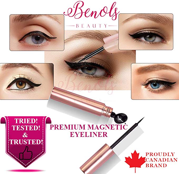 Benols Beauty Magnetic Eyeliner – Waterproof Magnetic Lashliner Liquid - Smudge Resistant - Quick-Drying and Long Lasting - for use with Magnetic False Lashes (Magnetic Eyeliner)