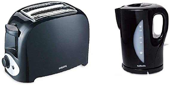 Electric Cordless JUG 1.7L Kettle and 2 Slice Toaster Kitchen Set Gloss Black
