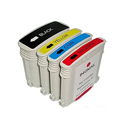 HOTCOLOR Compatible Ink Cartridge Replacement for HP 940XL ( Black,Cyan,Magenta,Yellow , 4-Pack )