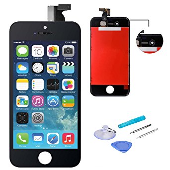 WEELPOWER Black LCD Display Replacement Screen Digitizer Touch Screen Assembly for iPhone 4S with Repair Tool(Black)