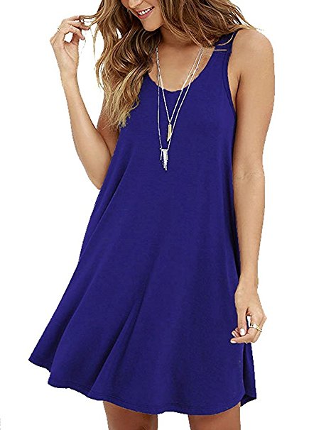 Viishow Women's Summer Sleeveless Casual Swing Simple T-Shirt Loose Dress