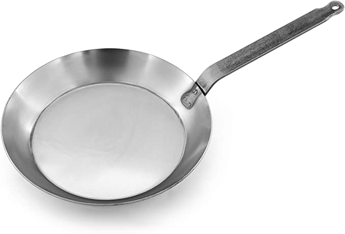 Matfer Bourgeat, Gray 0 Black Steel Round Frying Pan, 9 1/2-Inch