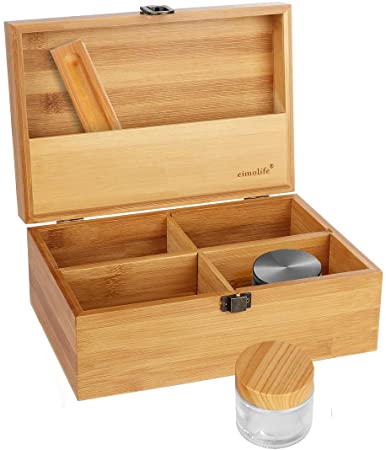 Large Storage Box Combo - Large Wooden Box and Wood Tray, Container - Decorative Box with Removable Dividers and Jar store