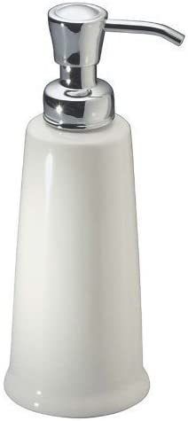 iDesign York Ceramic Refillable Soap Dispenser - 3" x 3" x 8.25", White/Chrome