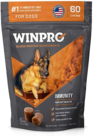 WINPRO All-Natural Immunity Digestive Support Soft Chews for Dogs | Blood Protein Supplement for Healthy Gut and Immune Function, Made in USA, Grain Free, Member of NASC