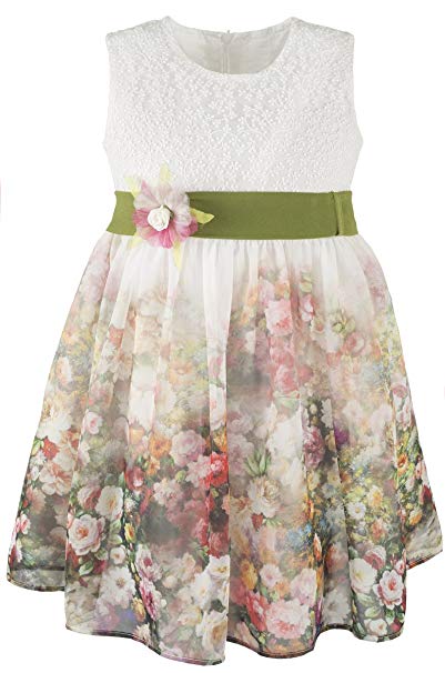 Lilax Little Girls' Colorful Flower Print Toddler Wedding Dress