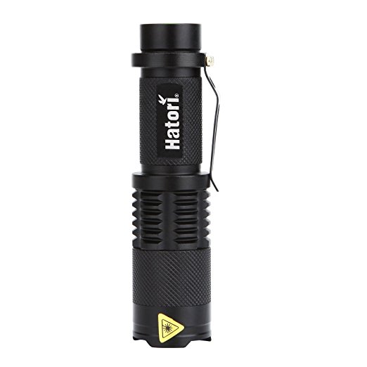 Hatori 18650 Battery Powered 1000 Lumen Zoomable XML T6 LED Flashlight Torch, Black (Flashlight Only)